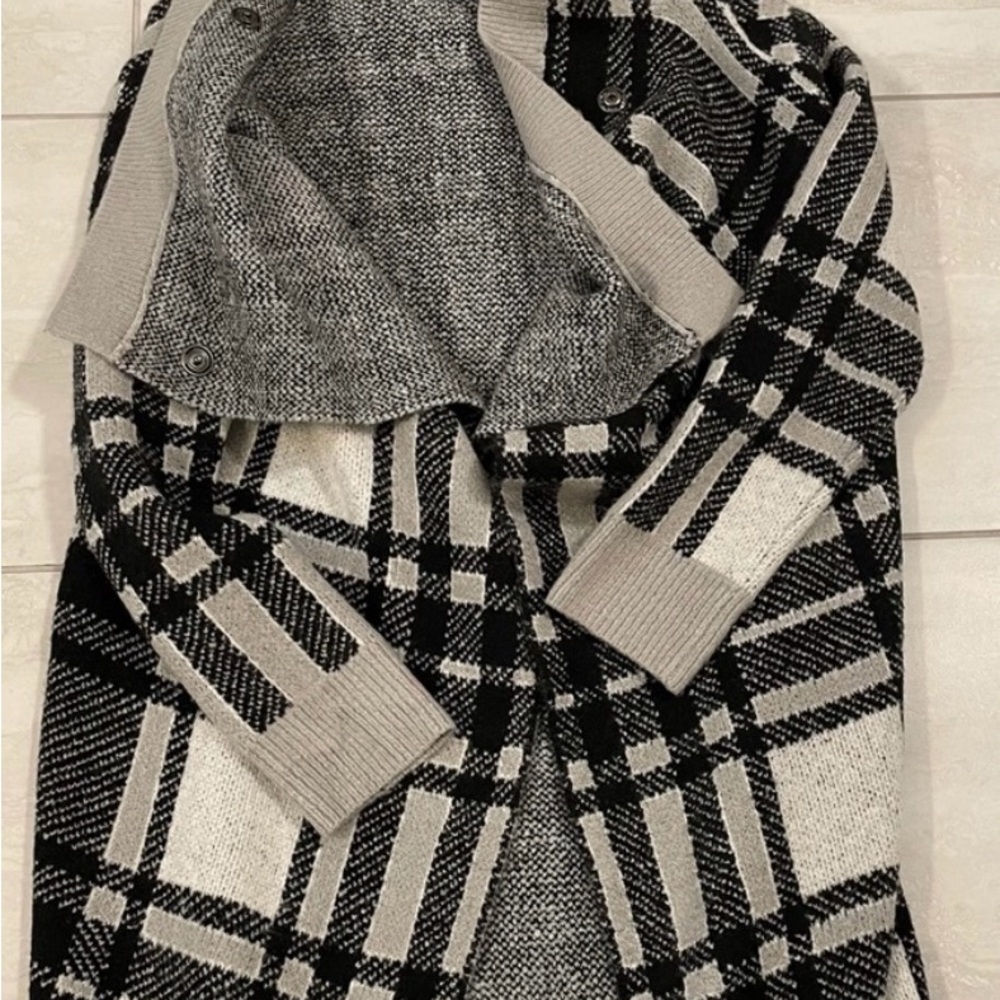 Plaid Knit Overside Blanket Cardigan